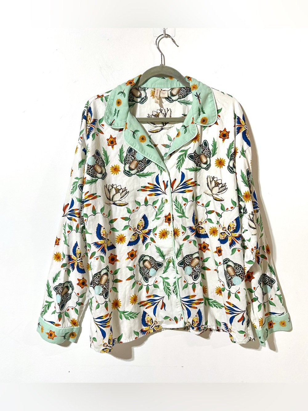 Anthropologie LyreBird Cloud Flannel Pajama Set Daren Magee Animal Cheetah SZ XL - Picture 5 of 16